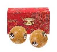 Generic Baoding Metal Hand Massage Balls 47mm Six-Fish Eight-Trigram Design Gold 2pcs Palm Therapy Stress Relief Exercise Balls for Hand Fitness and Acupressure Random Color