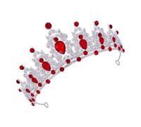 Generic Baroque Crystal Crown Tiara Hair Accessories for Women Elegant Red Rhinestone Wedding Headpiece Bridal Hairband Suitable for Special Occasions and Parties