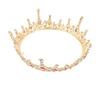 Generic Baroque Style Bridal Wedding Tiara Crystal Crown with Red Rhinestones Large round Copper Finish Women’s Wedding Hair Accessory for Brides