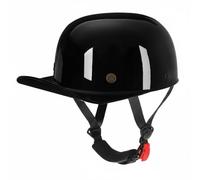 Generic Baseball Cap Helmet Half Face Helmet Retro Style Shell With Brim Stable Certified suitable for daily travel short city rides casual, Gloss Black, L