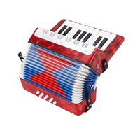 Generic Bass Piano Accordion 17 Key 8 Bass Button Easy to Learn Concertina for Beginners Students Children ABS Build (Red)