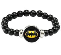 Generic Bat Superhero Black Beaded Bracelet, Small