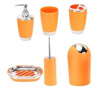 Generic Bathroom Accessory Set 6Pcs Bathroom Soap Dispenser Set Includes Soap Dispenser & Dish Toothbrush Holder Trash Can Tumbler Toilet Brush Bathroom Set Toothbrush Holder Set Orange Bathroom Set