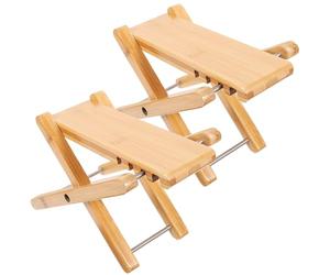 Generic Bathroom Folding Squatting Stool 2Pcs Bamboo Beige Footstool for Toilet Use with Strong Load-Bearing Capacity Suitable for Family