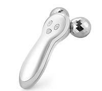 Generic Battery-Powered Massage Roller, Face Body Neck Vibration Massager, Double Chin Removal, Muscle Relaxation (Silver)