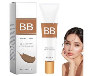 Generic BB Cream Tinted Moisturizer SPF 30, BB Cream Tinted Care Primer, Face Concealer, Even Skin Tone Foundation Makeup, Sunscreen Moisturizing Concealer, Brighten Skin for Women (Wheat Color)