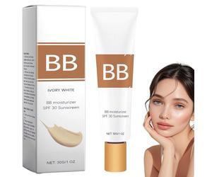 Generic BB Cream Tinted Moisturizer SPF 30, BB Cream Tinted Care Primer, Face Concealer, Even Skin Tone Foundation Makeup, Sunscreen Moisturizing Concealer, Brighten Skin for Women (White Color)