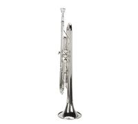 Generic Bb Trumpet Set Plated Brass Bass Trumpet with Mouthpiece Bright Tone Smooth Piston Valves Correct Pitch for Student Beginner Practice Band (Silver)