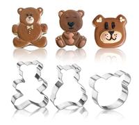 Generic Bear Cookie Cutter Set, 3 Pcs Stainless Steel Biscuit Cutter, Bear Shapes Fondant Baking Mould, Cake Decoration
