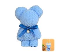 Generic Bear Shaped Hand Towel, Blue, Polyester, Modern Style, Pineapple Check Design, 30*30cm / 11.70"*11.70", Adorable Bear Gift Towel Set, Quick-Drying, For Wedding, Baby Shower, Birthday, Souvenir