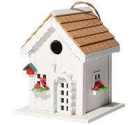 Generic Beautiful Wooden Bird House For Garden Decor, Floral Designed Nest With Hanging Or Standalone Options, Great Addition To Patios, Courtyards, And Vacation Homes