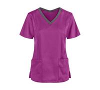 Generic Beauty Uniforms Dog Grooming Work Tops Care Work Shirt Plus Size Beauty Tunic Healthcare Tunics Black Scrubs Top for Women Black Work Tunics for Women Uniform with Pockets
