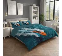 Generic Bedding Bed Set Queen 102" x 87" Realism Elegant Sea Speedboat Duvet Cover Ultra Soft Microfiber Breathable Comforter Cover with Zipper Closure, Cyan Orange Bedding Linen Set