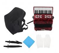 Generic Beginner Accordion Piano Accordion Instrument Keyboard Button Accordion With 22 Keys And 8 Bass Buttons Portable Celluloid Construction With Flexible, Red