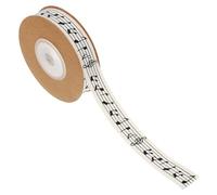 Generic Beige Musical Notes Cotton Ribbon 15mm Wide 10m Roll Soft Material for DIY Crafts and Weddings Creative Design Music Printed Ribbon for Presents Packaging and Party Wrapping