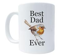 Generic Best Dad Ever Robin Mug, Bird Art 11 Oz Ceramic Coffee Cup, Father's Day Birthday Gift, MU001