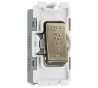 Generic BG RAB15 Nexus Grid Antique Brass 10A 3 Pole Fan Isolator Switch Module