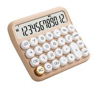 Generic Big Button Mechanical Calculator with Large LCD Screen for Home and Classroom Applications (Milk Tea Color)