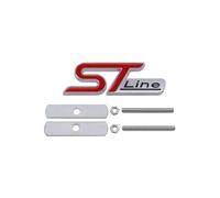 Generic Big Size 3D Metal Yellow Green Blue Red Black Logo ST Line Emblem Car Front Grille Badge Rear Trunk Sticker Car Styling Accessories(Grille-Red Silver)