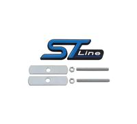 Generic Big Size 3D Metal Yellow Green Blue Red Black Logo ST Line Emblem Car Front Grille Badge Rear Trunk Sticker Car Styling Accessories(Grille-Blue Black)