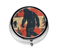 Generic Bigfoot Print Round Pill Box-3 Compartment Small Pill Case for Purse & Pocket Mini Metal Pill Holder Travel Pill Container