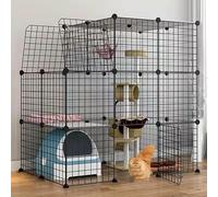 Generic bingomiynhg Cat Enclosure, Dog Cages for Small Dogs Indoor, Pet Playpen for Cats, Detachable Extra Large Cat Playpen, Small Animal Cage with Doors(111 * 75 * 110cm-B)