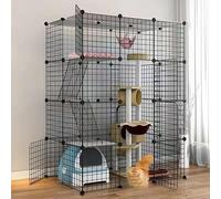 Generic bingomiynhg Cat Enclosure, Dog Cages for Small Dogs Indoor, Pet Playpen for Cats, Detachable Extra Large Cat Playpen, Small Animal Cage with Doors(111 * 75 * 146cm-B)