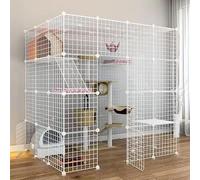 Generic bingomiynhg Cat Enclosure, Dog Cages for Small Dogs Indoor, Pet Playpen for Cats, Detachable Extra Large Cat Playpen, Small Animal Cage with Doors(147 * 111 * 146cm-A)