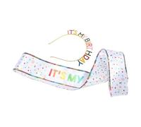Generic Birthday Party Decorations Happy Birthday Headband Sparkling Sequin Sash Its My Headband Set for Girls Women Event Dress