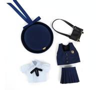 Generic Bjd Doll Clothing Uniform Outfit Four Piece Gear Soft Textile Miniature Apparel Suitable for Doll Enthusiasts and Play Scenes , Kindergarten Dress Blu
