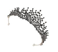 Generic Black Alloy Baroque Bridal Pearl Crown Tiara for Women, Suitable for Weddings, Proms, and Special Occasions
