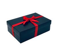 Generic Black Gift Box with Lid | Pick Your Ribbon Colour | Large Memory or Hamper Boxes | Flat-Packed Gift Boxes for Presents, Birthday, Christmas, Wedding Occasions | Size 30x20x10cm (Red Ribbon 35)