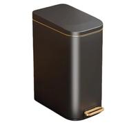 Generic Black Gold 7L Stainless Steel Rectangular Brushed Pedal Bin With Lids, Slow Drop Closing, Ideal For Bathroom, Kitchen, And Office
