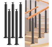 Generic Black Square Metal Stair Baluster Posts - Adjustable 270° Angle Bracket - Weatherproof Vertical Spindles for Staircases
