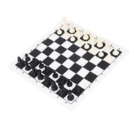 Generic Black White Chess Pieces Set with PU Leather Board for Easy Travel and Camping Activities 32 Pieces Included