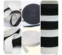 Generic Black & White Cotton Bunting Tape 25mm,19mm,12.5mm x 50 metre Rolls (White 25 mm Width)