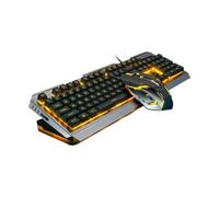 Generic Black with Floating Button Design and Sandblasting Technology USB Backlit Keyboard Mouse Set Plastic Material, and Retro Style for Comfortable Gaming Experience Gaming Gamer
