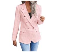 Generic Blazer Ladies Boucle Suit Jacket with Pockets and Button Open Front Fitted Solid Casual Sports Jacket Transition Jacket Windproof Thermal Outdoor Jacket Lightweight Hiking Jacket, O Red, L