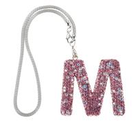 Generic Bling Pink M Letter Car Rearview Mirror Pendant with Rhinestone Butterfly Bow, Cute Interior Hanging Ornament Charm for Women’s Car Accessories