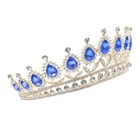 Generic Blue Crown Hair Accessory for Ladies with High Toughness and Rhinestone Decoration, Delicate Copper Claw and Loose Diamond Zircon Alloy, for Bridal Wedding Or Special Occasions