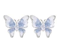 Generic Blue Earrings For Women, Crystal Butterfly Stud Earrings, 0.75 X 0.67 In / 1.9 X 1.7 Cm, S925 Silver Needle