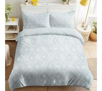 Generic Blue Grey King Bedding Sets, Soft Microfiber Reversible Diamond Check Duvet Cover 90" x 87" with 2 Pillowcases Modern Minimalist Nordic Geometric Quilt Cover for Children & Adults