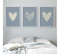 Generic Blue Heart Prints, Light Blue Wall Art, Love Heart Decor, Blue Bedroom, Living Room Decor | A3, A4