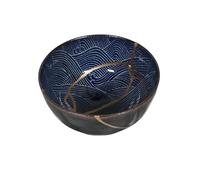Generic Blue Wave Kintsugi Bowl, Gold Repair Ceramic Pottery, Kintsugi Pottery for wellness and reconnection, Ceramic Japanese Pottery for Decoration, One of Kind Piece of Art