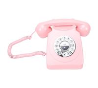 Generic Bluetooth Telephone Retro Style Cordless Rechargeable Landline Phone for Home Office Vintage Aesthetic 8.46x5.67in (Pink)
