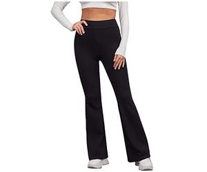 Generic Bootcut Yoga Pants for Women Seamless High Waisted Flare Leggings Ladies Opaque Tummy Control Bootleg Stretch Trousers Casual Plain Leggings for Gym Sports Going Out