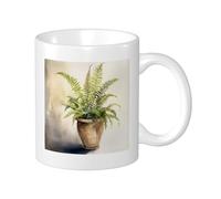 Generic Botanical Set Of 1 Printing Mug Flower Pot Botany Plant Watercolor Retro Beautiful Leaves green brown Ceramic Unspillable Collection Office Gym Desk Camping With Handles Flat Bottom 11 Ounce
