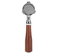 Generic Bottomless Portafilter 51mm with Solid Wood Handle for Coffee Machines, Stainless Steel Construction, Ideal for Home Baristas (E Circle Rosewood)