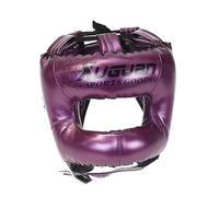 Generic Boxing Headgear Head Protection Soft Adjustable Padded Full Coverage Ventilated Face Shield Muay Thai Head Gear for Sanda Grappling, Purple, S