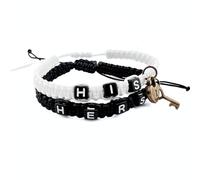 Generic Bracelets for Couples Key and Lock Braided Bracelet His and Hers Bracelets for Lover, Valentine's Day, Anniversary, Birthday Gift (Black & White)